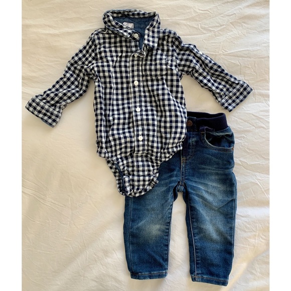 GAP Other - GAP BABY jeans and collared onsie outfit 6-12mos